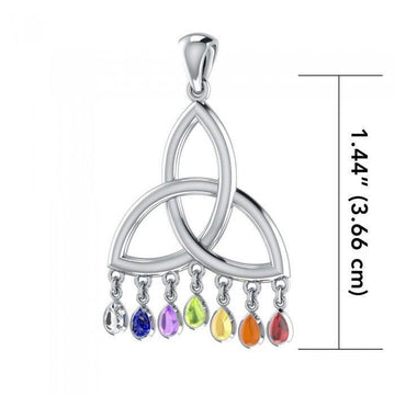 Celtic Triquetra Knot Sterling Silver Pendant with Chakra Gemstone TPD461